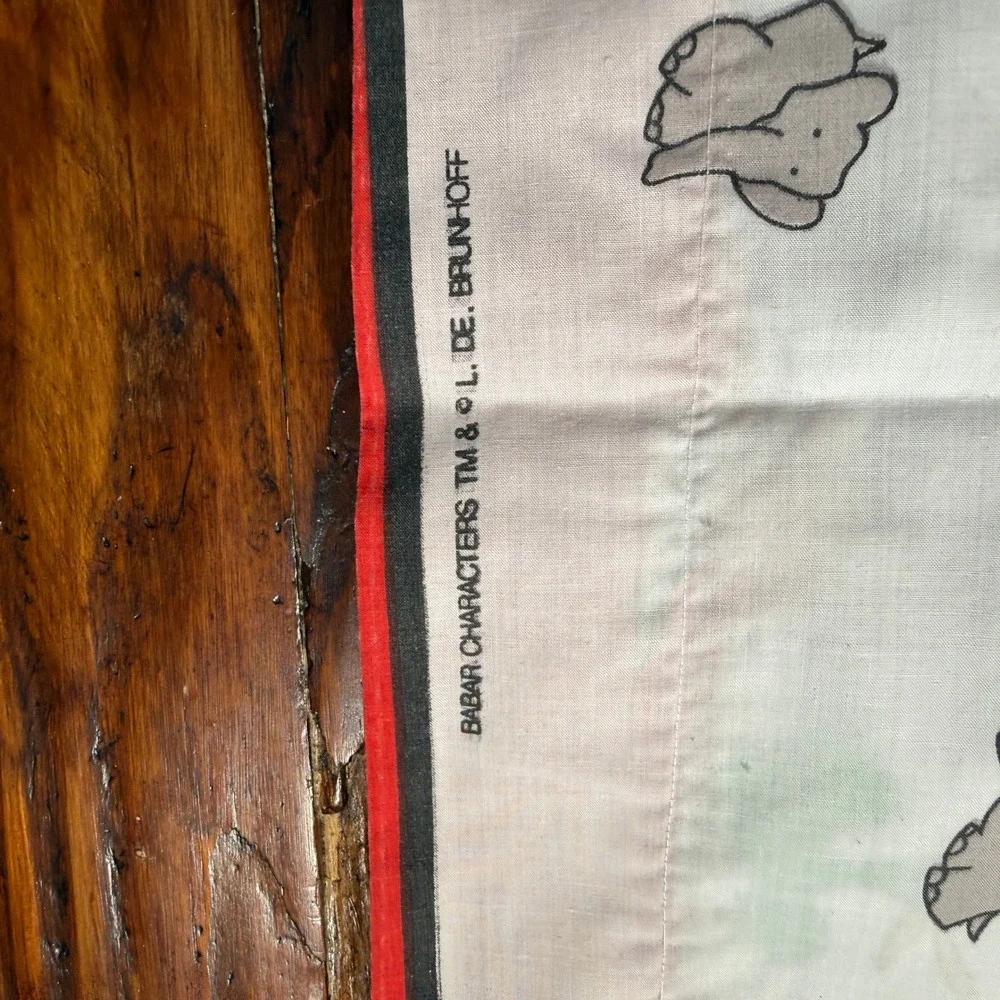 Vintage Babar the Elephant Pillowcase Set Kids Standard White Storybook Print